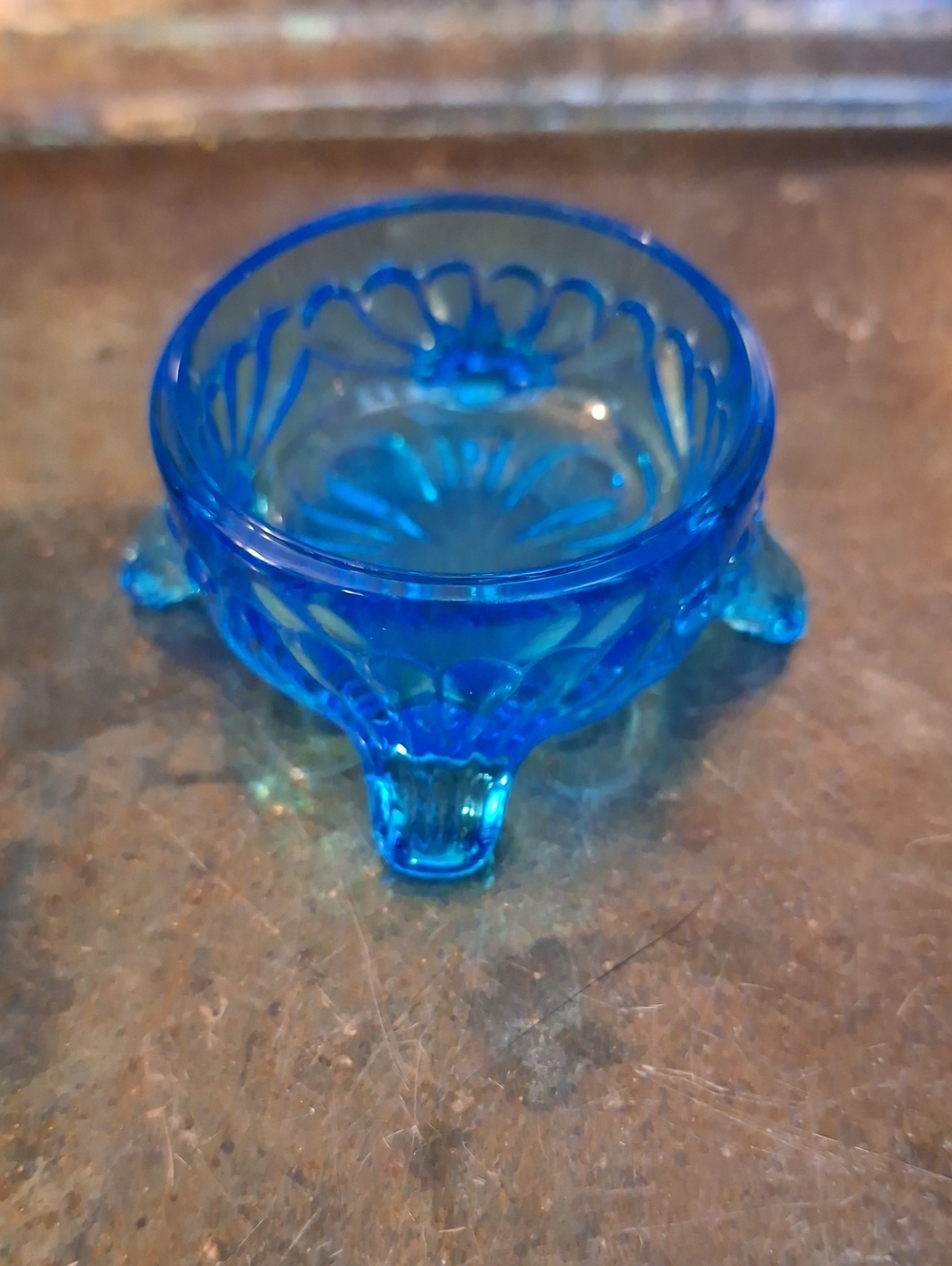 Imperial Glass Caprice Blue Footed Salt Cellar.
